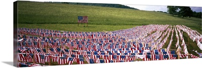 American flag laid out at a war memorial, Iraq War Memorial, Upstate New York, New York State,