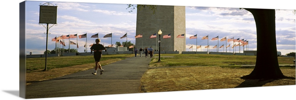 American flags around a monument, Washington Monument, Washington DC