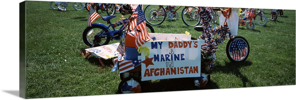 Americana bike in the 4th of July Parade, Needham, Norfolk County, Massachusetts