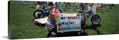 Americana bike in the 4th of July Parade, Needham, Norfolk County, Massachusetts