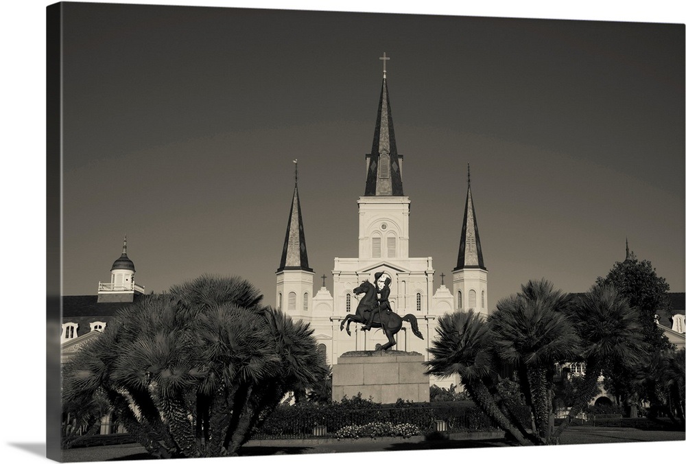 Andrew Jackson's statue in front of St. Louis Cathedral, Jackson Square ...