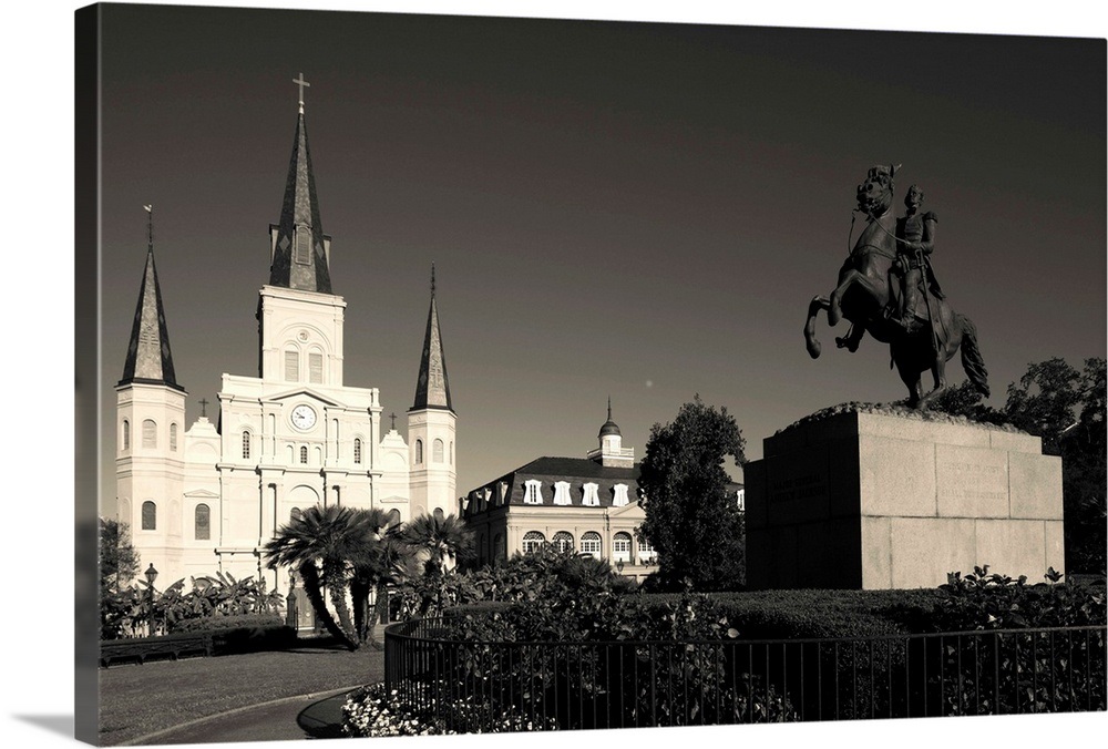 Andrew Jackson's statue in front of St. Louis Cathedral, Jackson Square ...