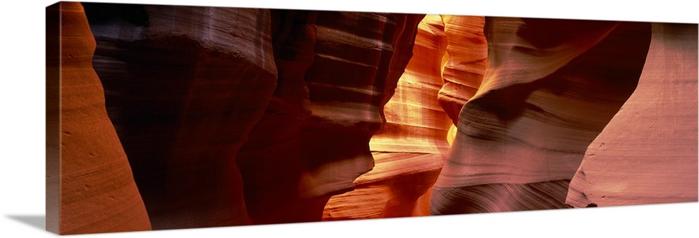 Panoramic photo of the canyon walls of the Antelope Canyon in Page, Arizona.