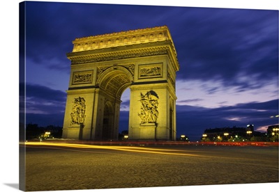 Arc De Triomphe Illuminated At Night