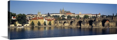 Arch bridge across a river, Charles Bridge, Vltava River, Prague, Czech Republic