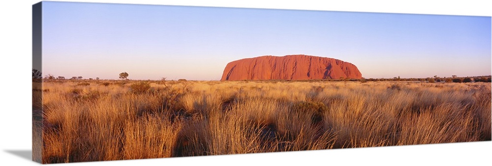 Panoramic image of a famous geological formation in Australia.
