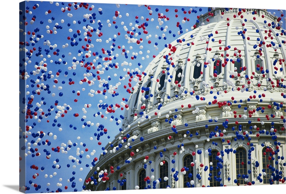 Balloons Floating over U.S. Capitol Dome