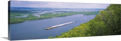 Barge in a river, Mississippi River, Upper Mississippi River National Wildlife And Fish Refuge, Pikes Peak State Park, Iowa