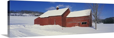 Barn in a snow covered landscape, Quechee, Vermont