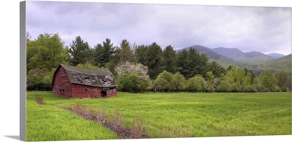 Barn in Keene Valley in spring Adirondack Park, New York State