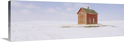Barn on a snow-covered landscape, Minnesota