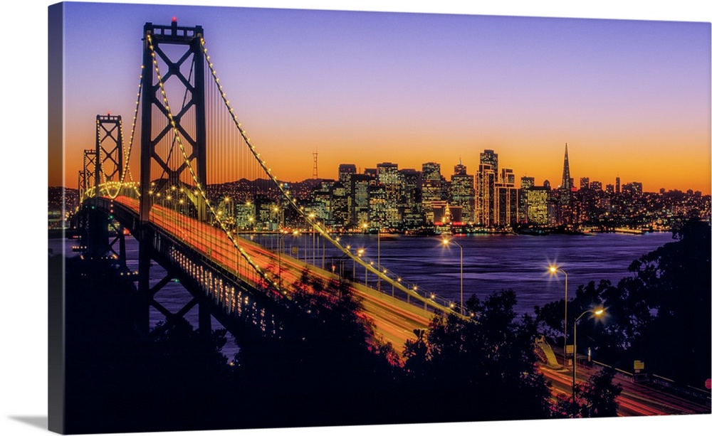 Bay Bridge at dusk, San Francisco, California, USA