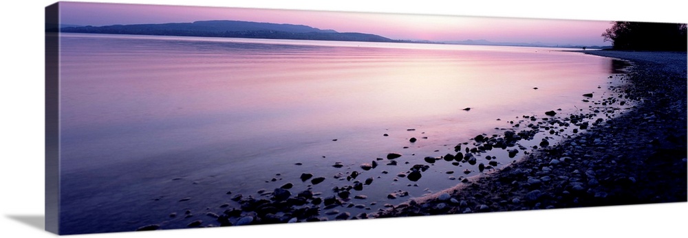 Beach at sunset, Lake Constance, Germany