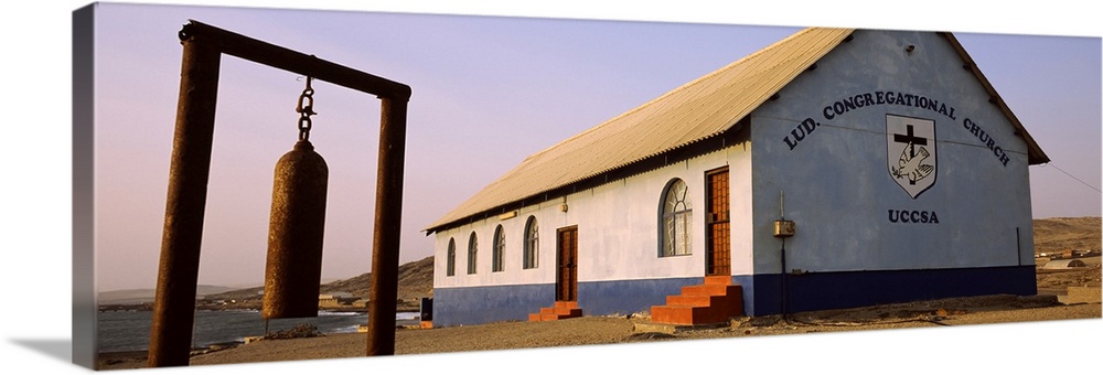 Bell in front of a church Luderitz Karas Region Namibia