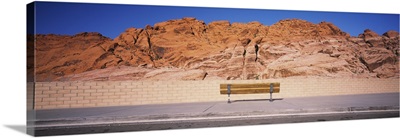 Bench in front of rocks, Red Rock Canyon State Park, Nevada