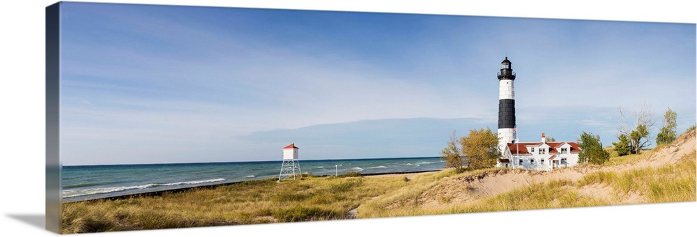 Lighthouse on the coast, Big Sable Point Lighthouse, Lake Michigan, Ludington, Mason County, Michigan, USA.