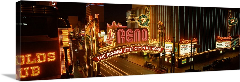 Biggest Little City In The World sign lit up at night Reno Washoe County Nevada