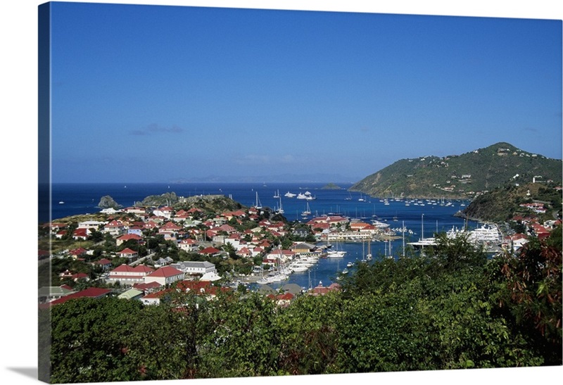 Birds-eye view of Port of Gustavia, Saint Barth, West Indies. | Great ...