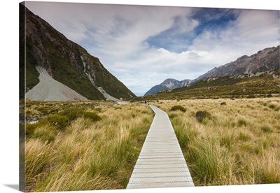 Boardwalk On Landscape, Mount Cook National Park, Canterbury, South Island, New Zealand