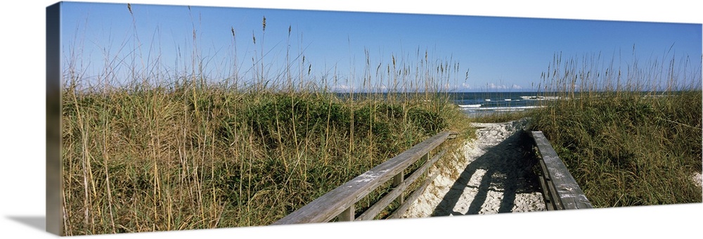 Boardwalk on the beach, Fort Matanzas National Monument, St. Johns County, Florida, USA