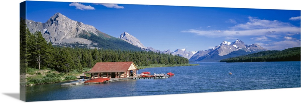Boat House on Maligne Lake, Alberta, Canada