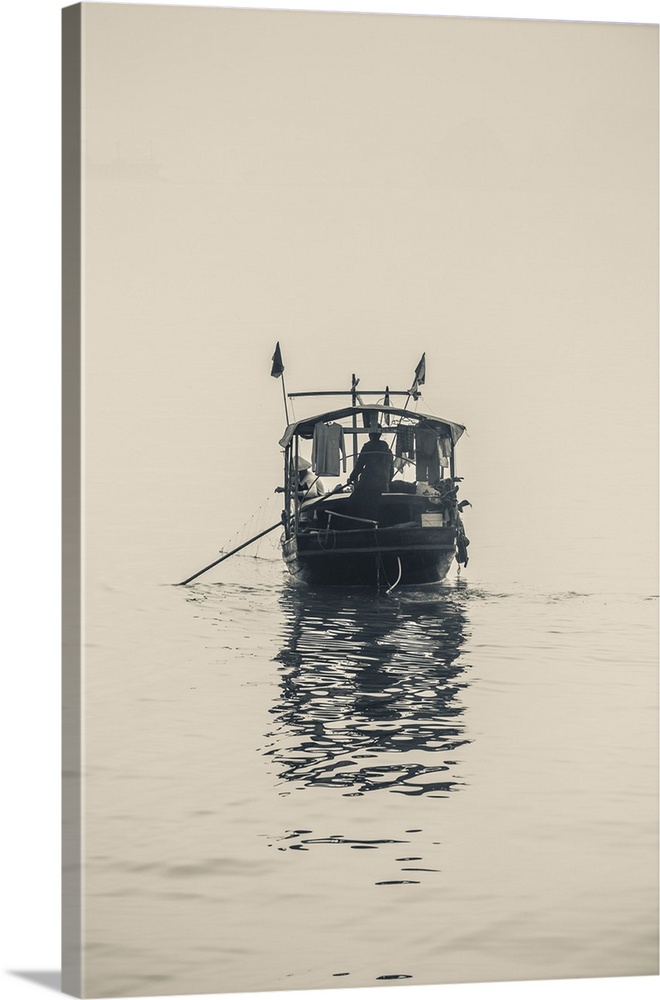 Boat in the pacific ocean, bai chay port, ha long bay, quang ninh province, vietnam.