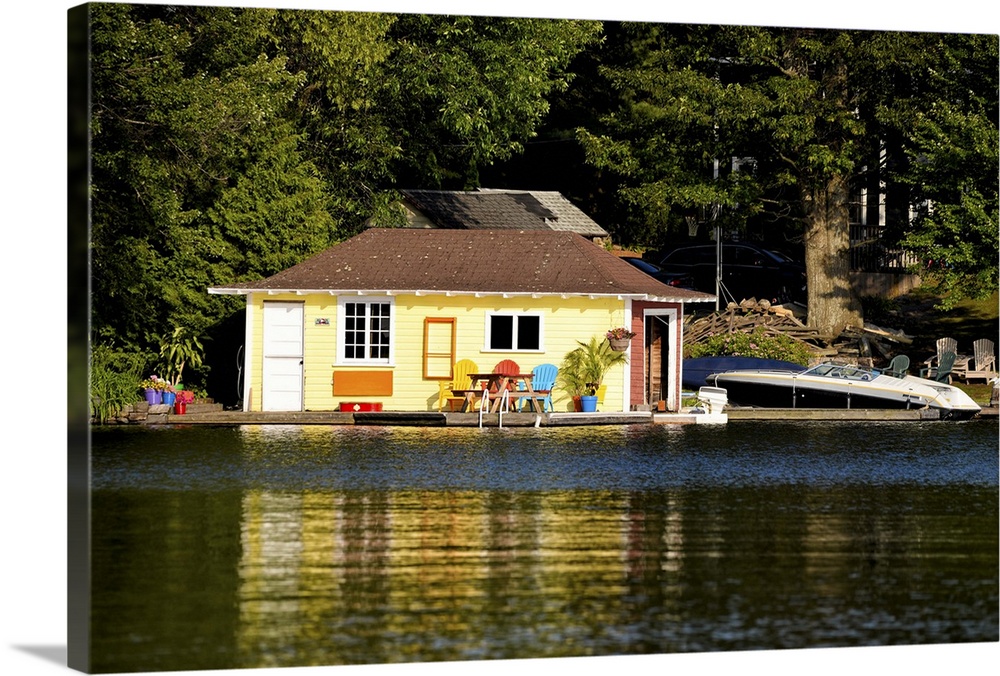 Boathouse at the lakeside, Lake Muskoka, Ontario, Canada