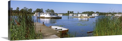 Boathouses in a lake Lake Erie Erie Pennsylvania