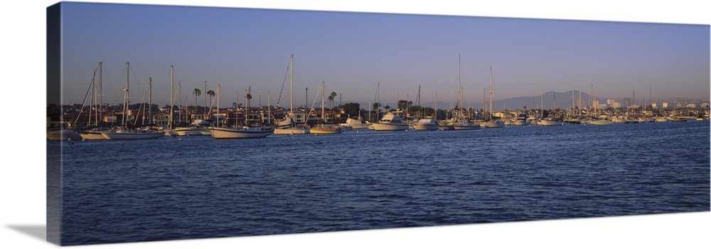 Boats at a harbor, Newport Beach Harbor, Newport Beach, California