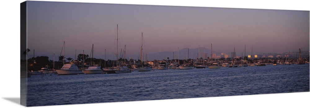 Boats at a harbor, Newport Beach Harbor, Newport Beach, California