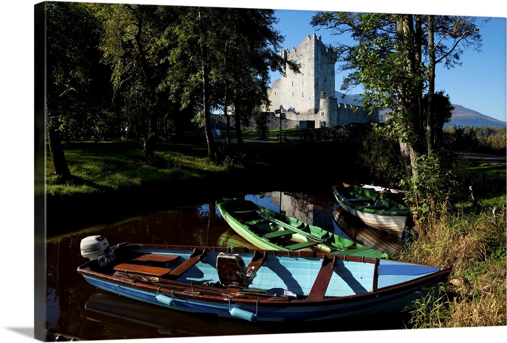 Boats Beside Ross Castle on the Shores of Lough Leane, Killarney National Park, Ireland