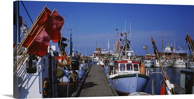 Boats docked at the harbor, Sjaelland, Denmark