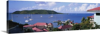 Boats in a bay, Leverick Bay Resort And Marina, Leverick Bay, North Sound, Virgin Gorda, British Virgin Islands