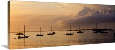 Boats in Caribbean Sea at sunset, Georgetown, Great Exuma Island, Bahamas