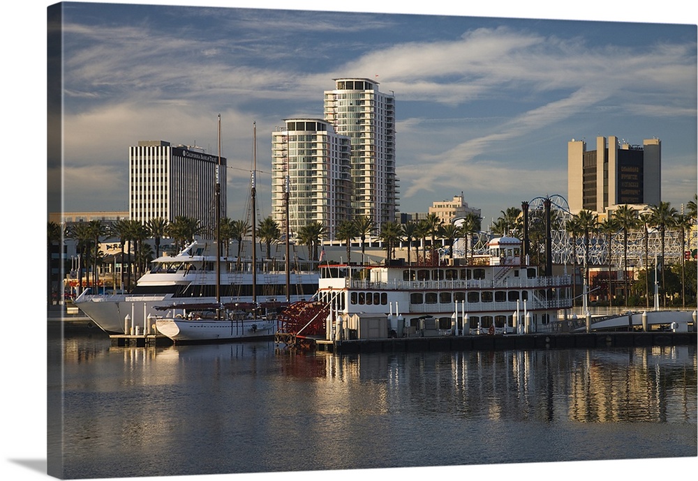 Boats on a marina, Shoreline Village, Long Beach, Los Angeles County, California, USA
