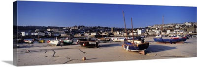 Boats on the beach St. Ives Harbour Cornwall England