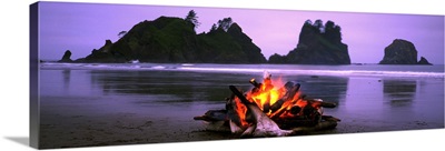 Bonfire on the beach, Point Of The Arches, Shi-Shi Beach, Washington State