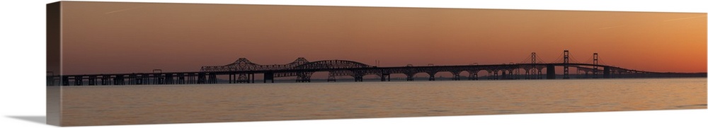 Bridge across a bay at sunset Chesapeake Bay Bridge Chesapeake Bay Maryland