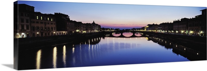 Bridge across a river Arno River Ponte Vecchio Florence Italy Wall Art ...