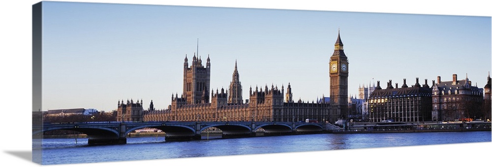 Bridge across a river, Big Ben, Houses of Parliament, Thames River, Westminster Bridge, London, England