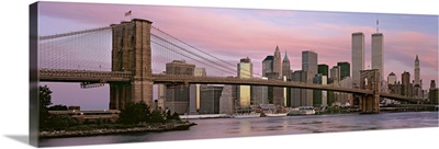 Bridge across a river, Brooklyn Bridge, Manhattan, New York City, New York State