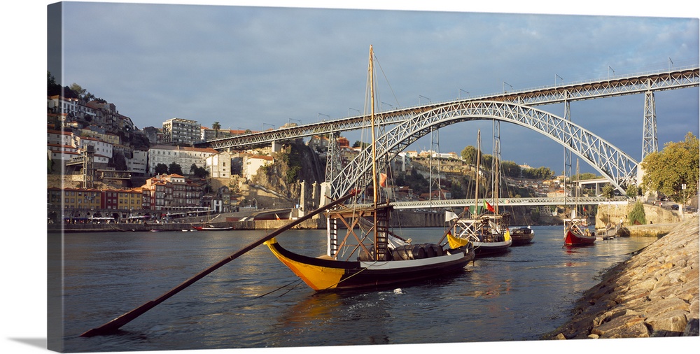 Bridge across a river Dom Luis I Bridge Duoro River Porto Portugal