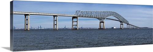 Bridge across a river Francis Scott Key Bridge Patapsco River Baltimore ...