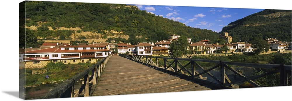 Bridge across a river with a city in the background, Veliko Tarnovo, Bulgaria