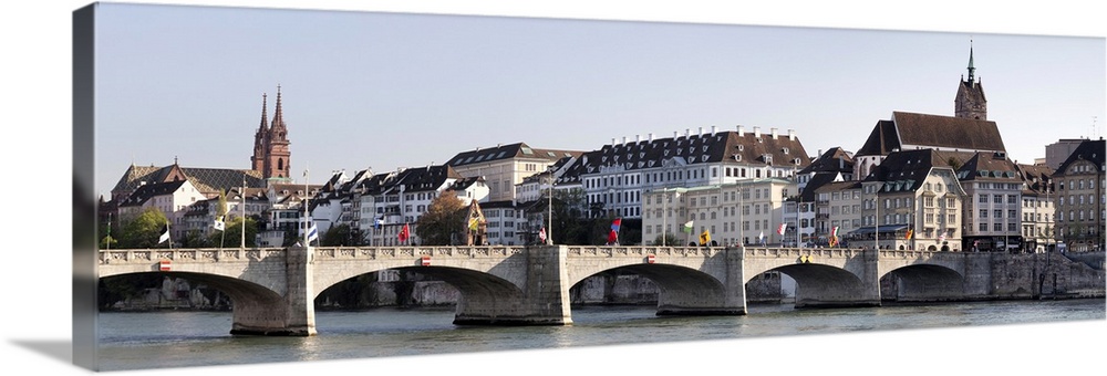 Bridge across river, St. Martin's Church, River Rhine, Basel, Switzerland