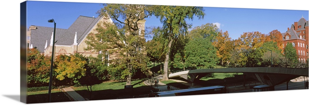 Bridge in front of a university, Music and Science Hall, Park Street, University of Wisconsin, Madison, Dane County, Wisco...