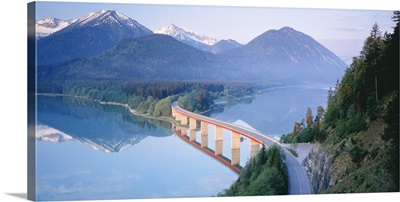 Bridge over Lake Sylverstein Bavaria Germany
