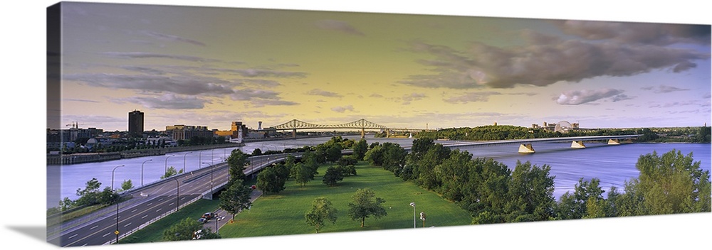 Bridges across a river, Jacques Cartier Bridge, Pont De La Concorde, Montreal, Quebec, Canada