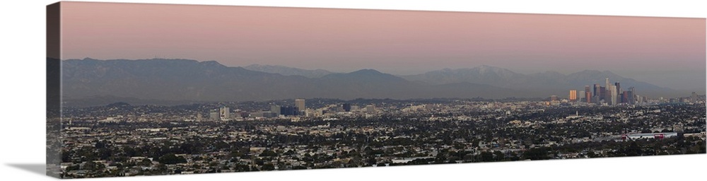 Elevated view of buildings in city, Beverly Hills, Century City, Los Angeles, California, USA.