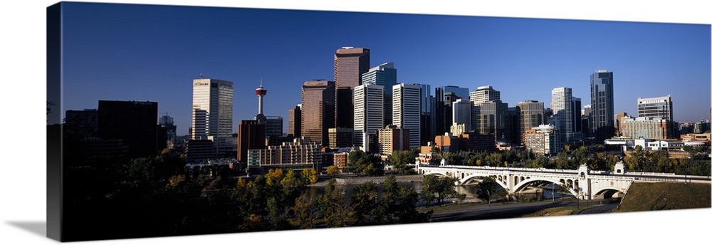 Buildings in a city, Centre Street Bridge, Calgary, Alberta, Canada